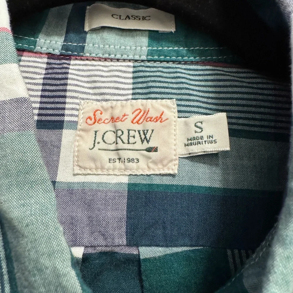I.‎ Crew Mens Plaid Button Down Shirt - Green and Blue